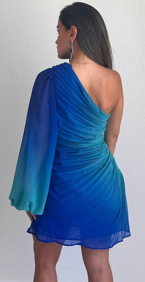 Resort & Style Blue Ombré One-Shoulder Dress