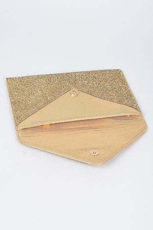 Glowing Perception Gold Rhinestones Envelope Clutch