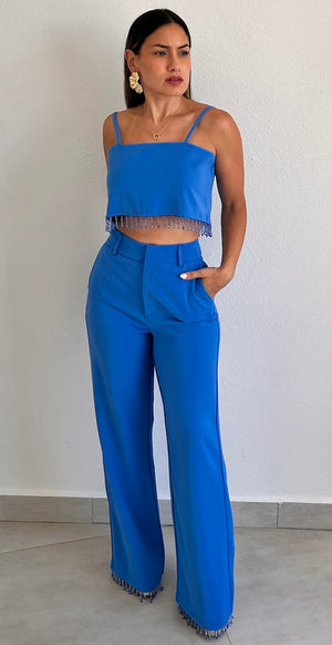 Fringes & Beads Vibes Blue Two-Piece Set