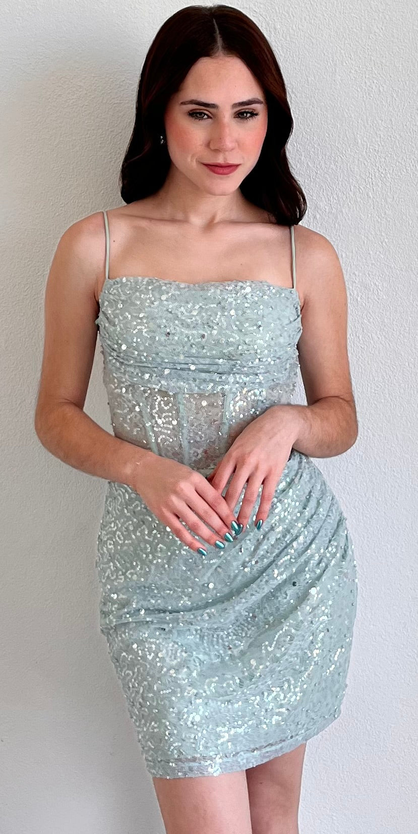 Prettiest Behavior Sage Lace Mini Dress
