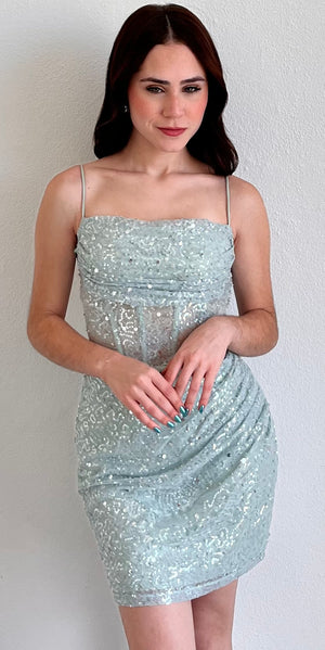 Prettiest Behavior Sage Lace Mini Dress