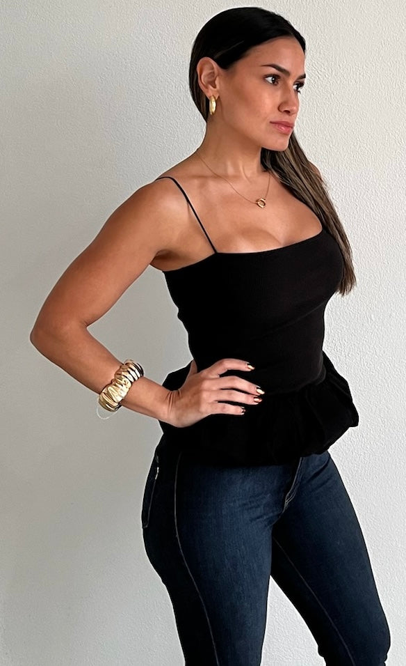 Cutely Defined Basic Bubble Black Top