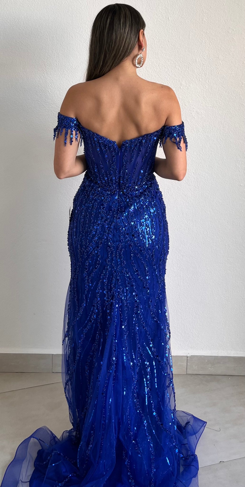 Phenomenal Allure Royal Off-Shoulder Sequins Formal