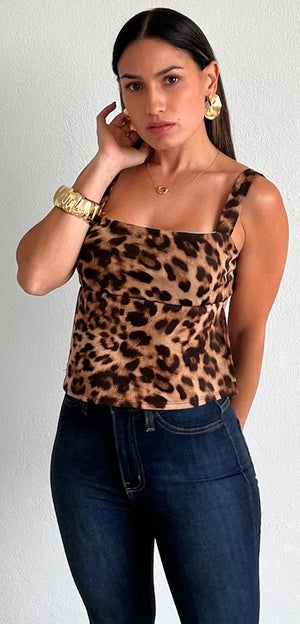 Wildest Dream Animal Print Open Back Top