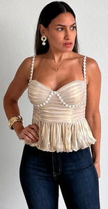 Radiant Moment Metallic & Pearls Top