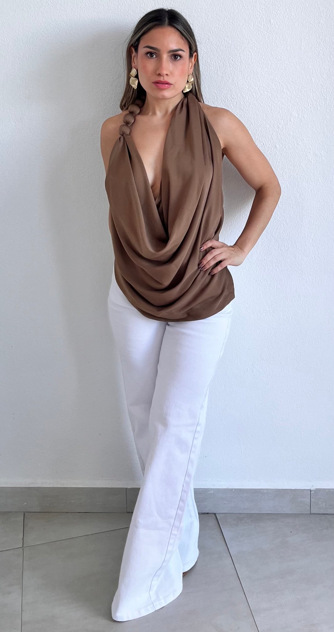 Resort Vibes Mocha Asymmetrical Top