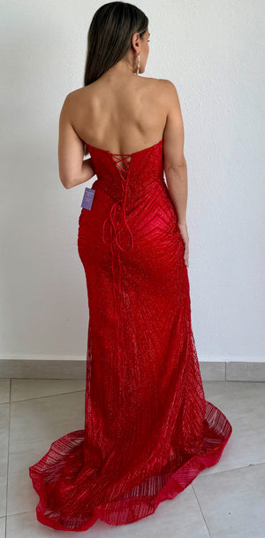 Seriously Sensational Red Glitter Formal Gown