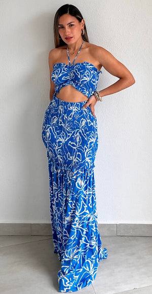 Refreshing Moment Print Scrunch Maxi Dress