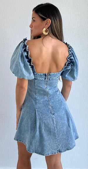 That Sweet Girl Denim Fit & Flare Dress