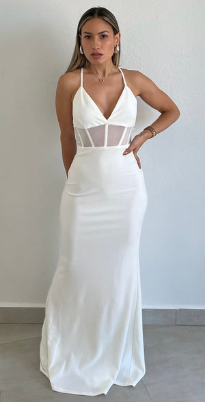 Affectionate Aura White Long Dress