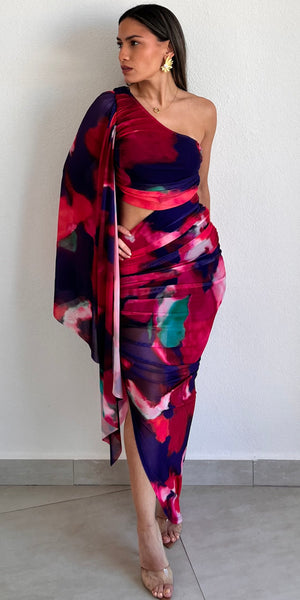 Truly Inspiring Print Mesh Midi Dress