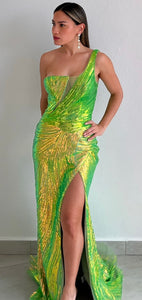Eye Catching Green Sequins Formal Gown