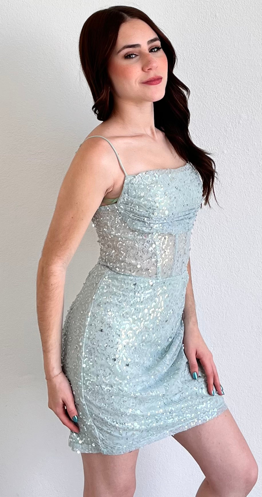 Prettiest Behavior Sage Lace Mini Dress
