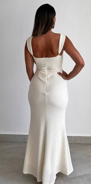 Goddess Style Beige Cut-Out Maxi Dress