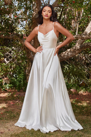 Simply Dreamy White Satin Formal Gown