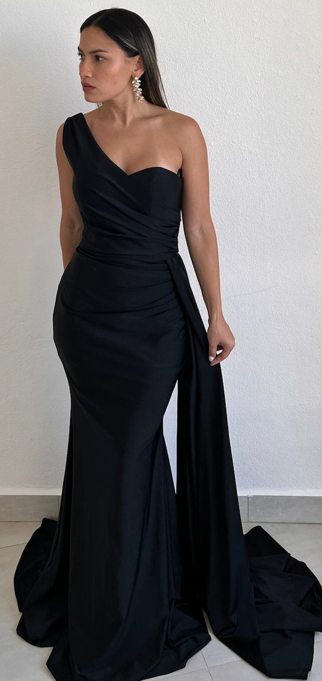 Elegant Indication Black One-Shoulder Formal Gown