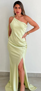 Simply Brilliant Sage One-Shoulder Maxi Dress