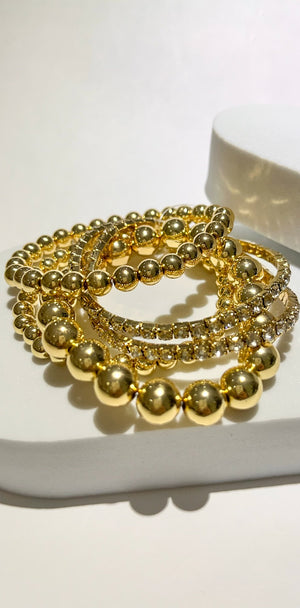 Glittering Impulse Gold Five-Piece Bracelet Set