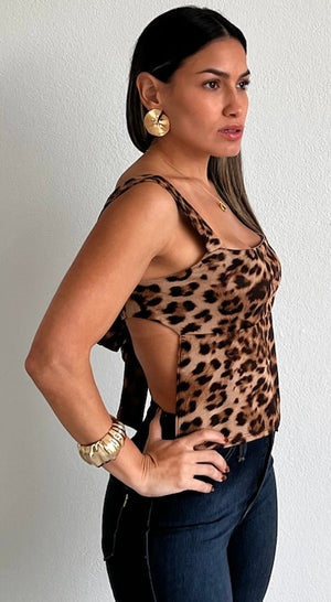 Wildest Dream Animal Print Open Back Top