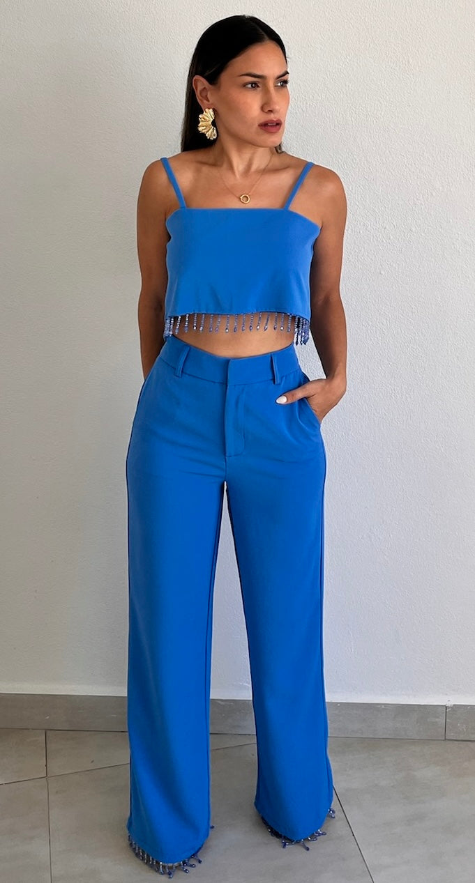 Fringes & Beads Vibes Blue Two-Piece Set