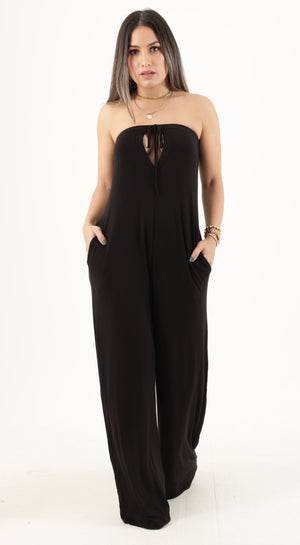 Just Let It Be Comfy Black Knit Jumpsuit