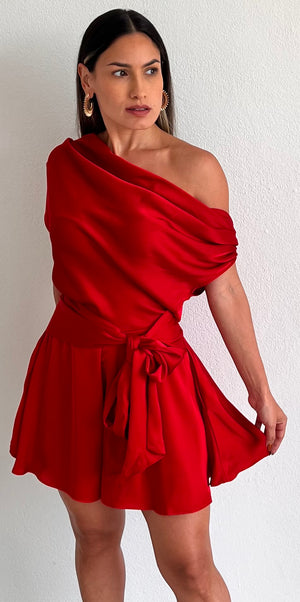 Effortless Style Red Satin Romper