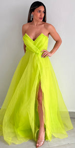 Brighter Side Strapless Lime Formal Dress