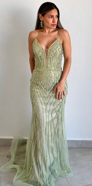 Feeling Like a Queen in Green Crystals Formal Gown