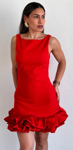 Exquisite Style Red Ruffled Cocktail Dress