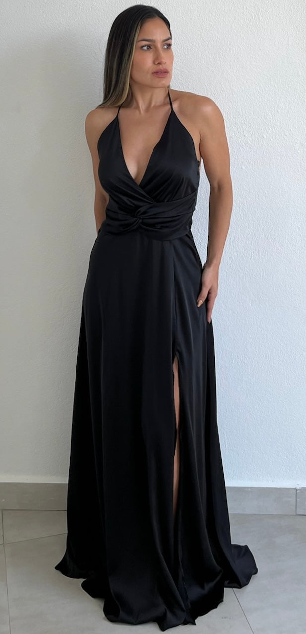 Classy Consideration Black Satin Long Dress Zil boutique Classy Consideration Black Satin Long Dress Zil boutique
