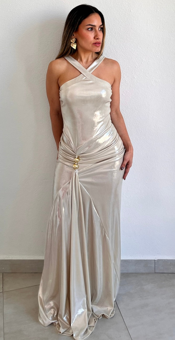 Alluring Temptation Pearl Metalic Long Dress