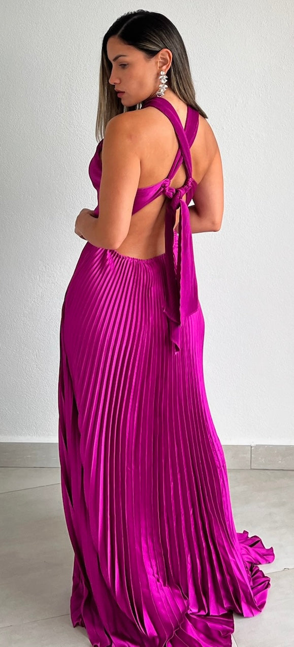 Keep You Enchanted Orchid Pleated Long Dress