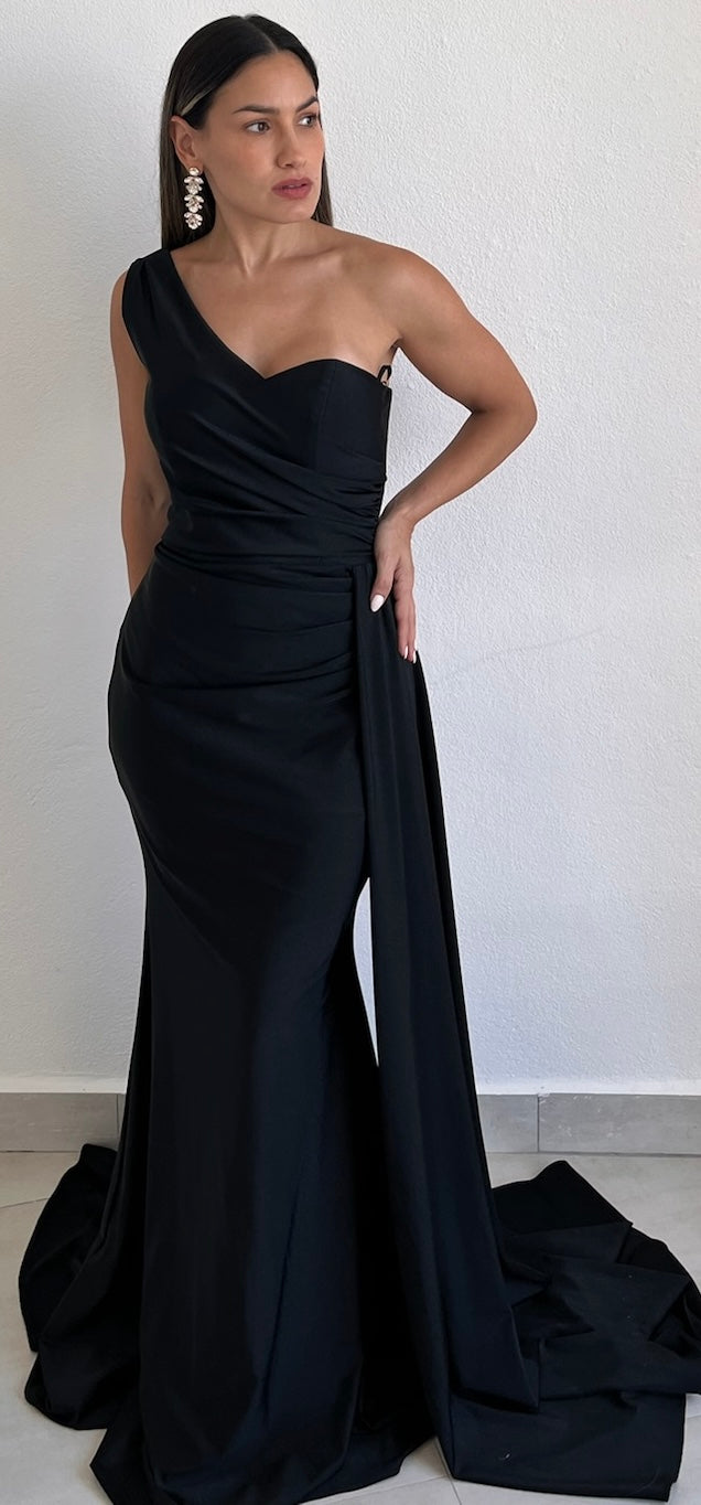 Elegant Indication Black One-Shoulder Formal Gown