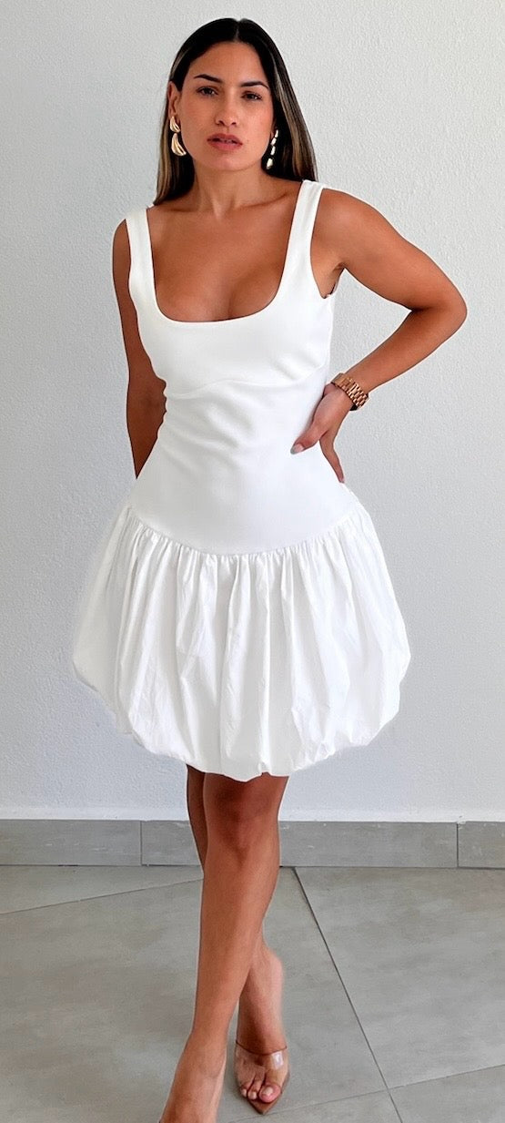 Posh & Cute White Bubble Dress