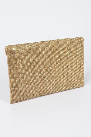 Glowing Perception Gold Rhinestones Envelope Clutch