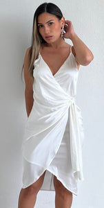 Believe It or Knot White Satin Dress