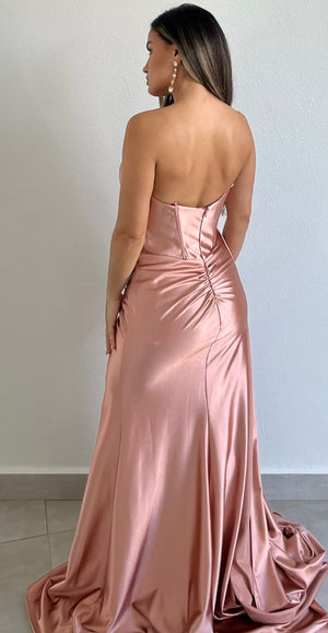Keep it Regal Rose Strapless Satin Formal Gown