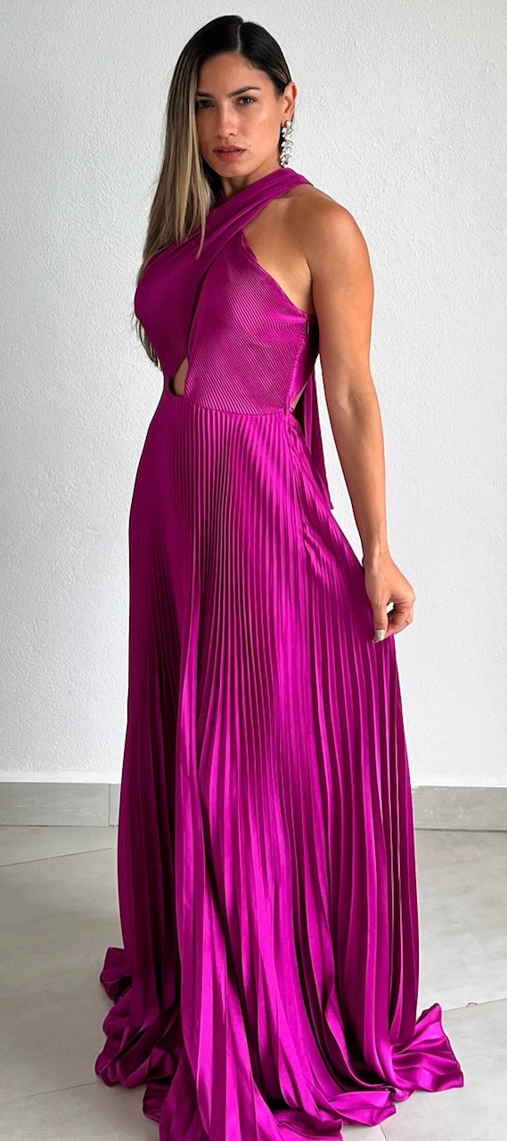 Keep You Enchanted Orchid Pleated Long Dress