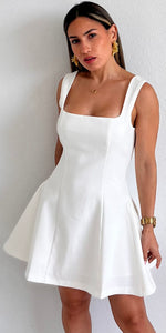 Best Date Ever White Skater Dress
