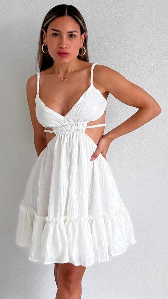 Divine Muse White Cut Out Flare Dress
