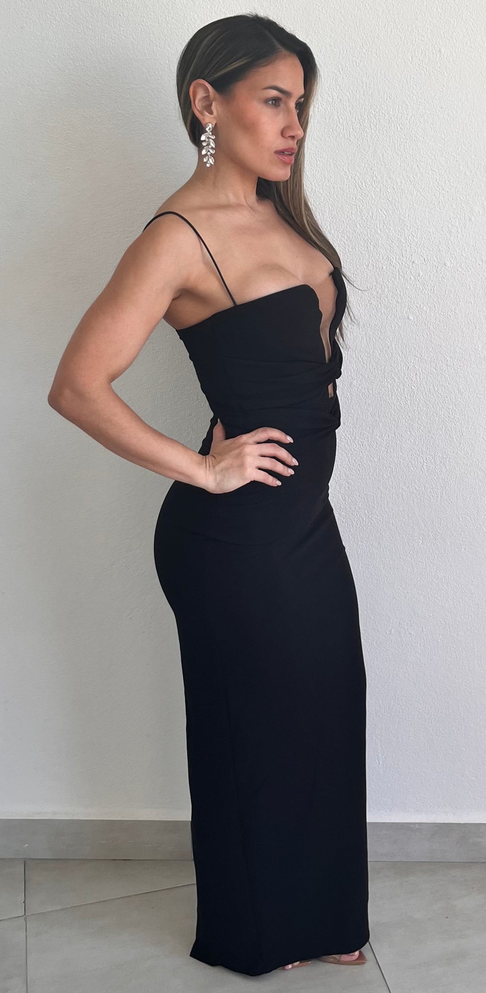 How Much I Care Black Bodycon Maxi Dress