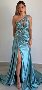 Got You Captivated One-Shoulder Lace & Sequins Gown