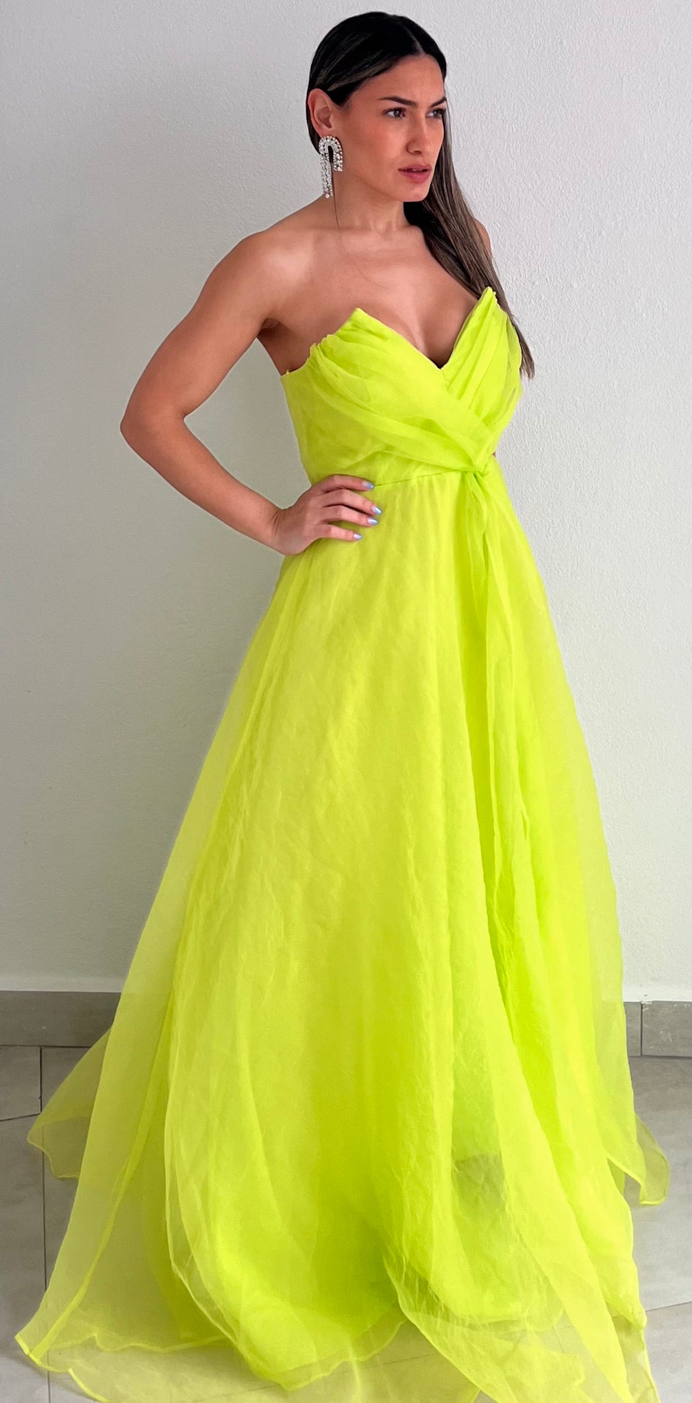 Brighter Side Strapless Lime Formal Dress