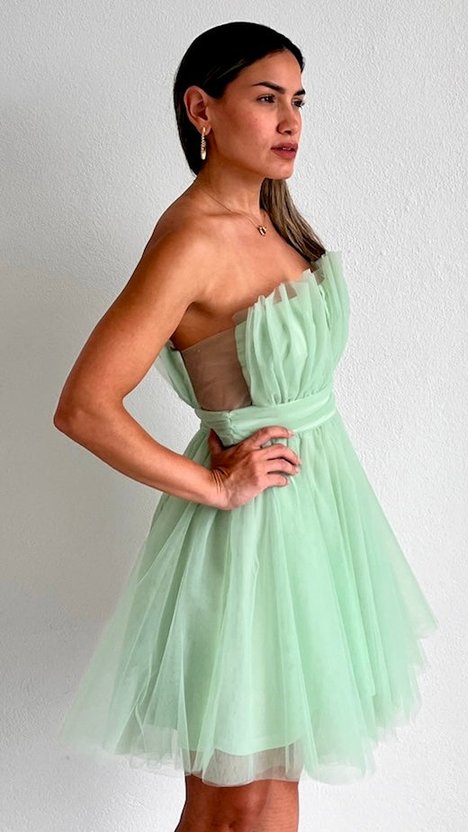 Charming Glamour Mint Tulle Mini Dress