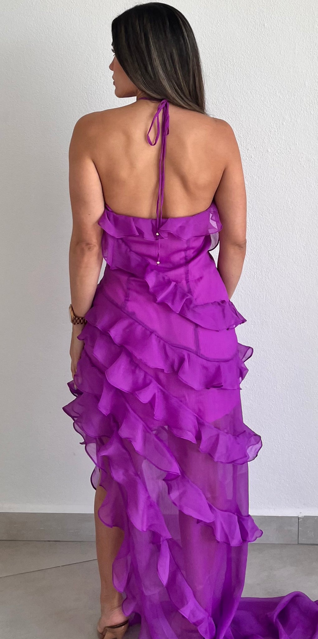 Last Forever Purple Ruffle Maxi Dress