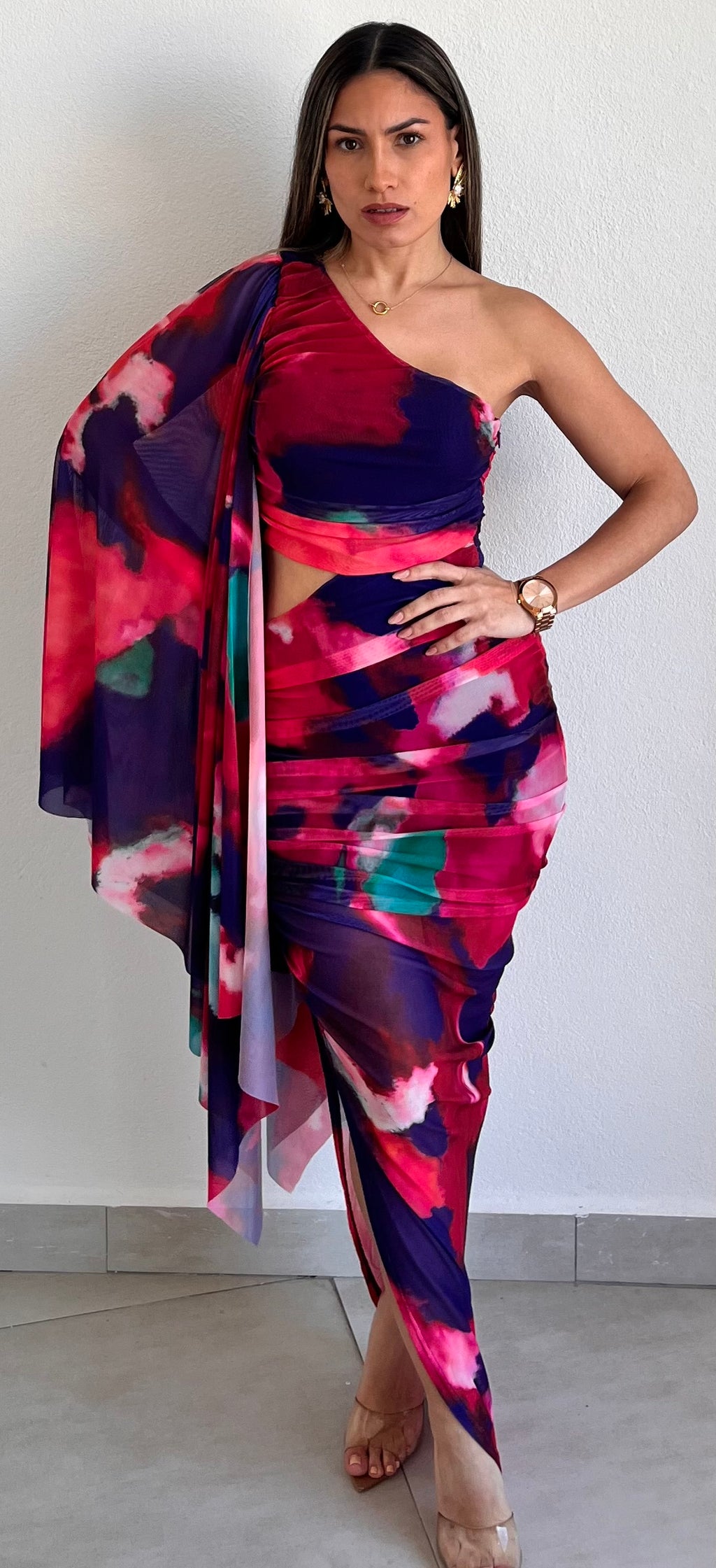 Truly Inspiring Print Mesh Midi Dress