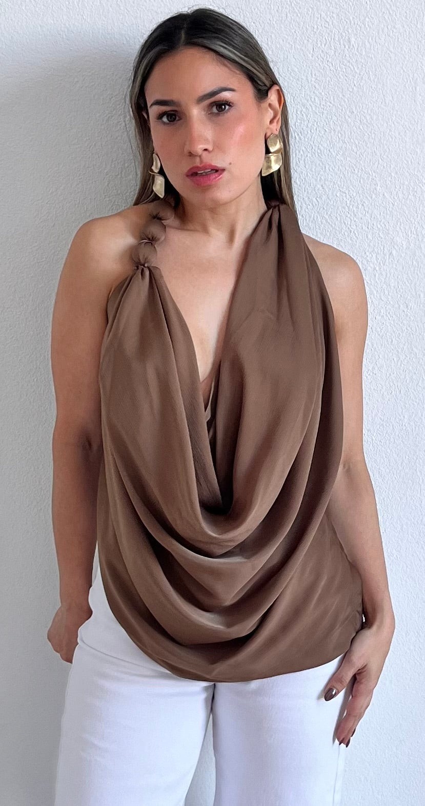Resort Vibes Mocha Asymmetrical Top