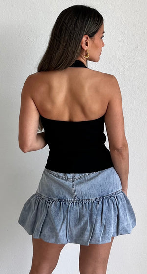 Coquette On Denim Bubble Skirt
