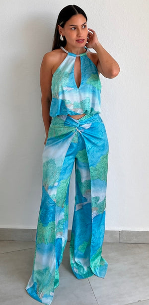 Resort Vibes Print Pants Two-Piece Set