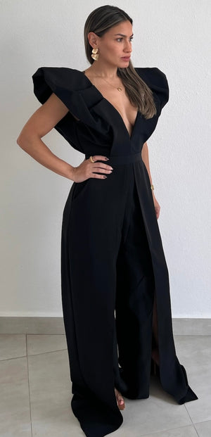 Moments to Remember V-Neck Black Jumpsuit